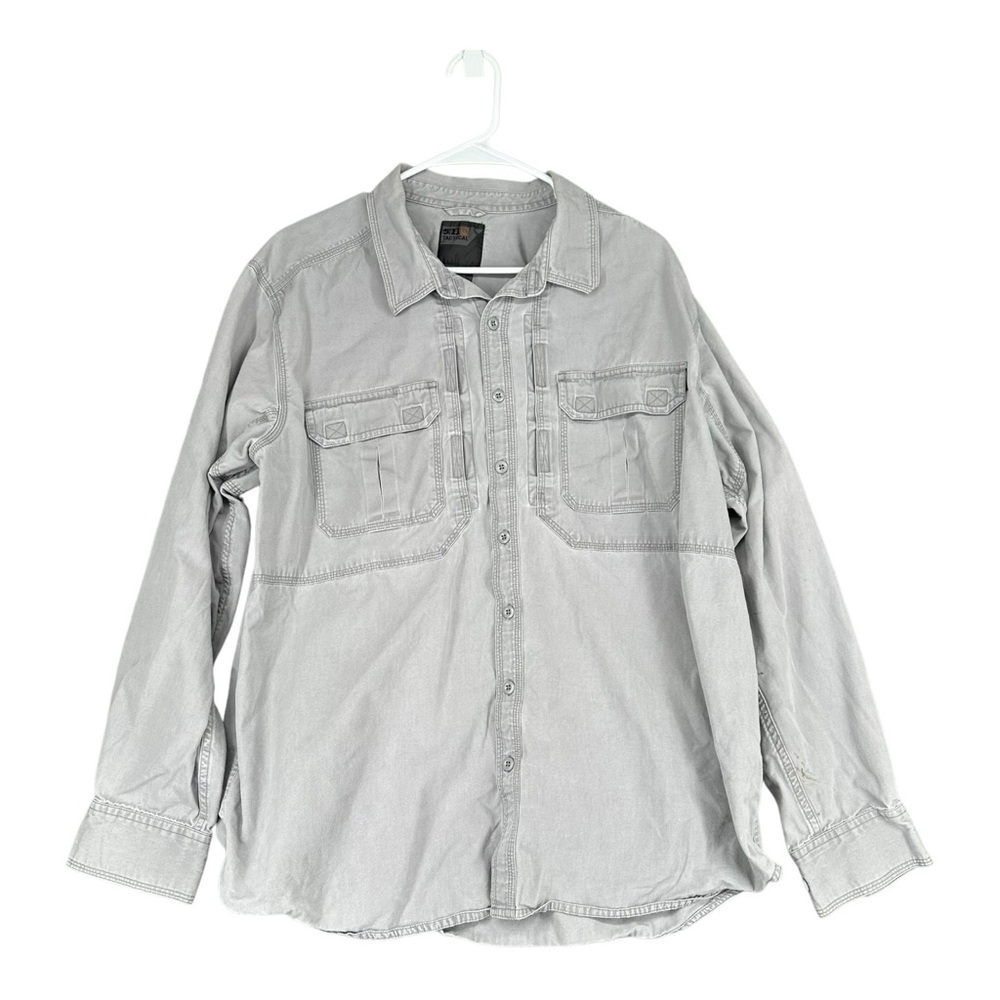 5.11 Tactical Men’s XL LS Gray Button Shirt Utility Work‎ Rugged Outdoors Cotton